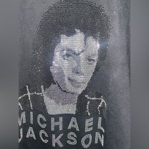 Black Michael Jackson Portrait Tee, Rhinestone Collage,
Used 
Size xlarge